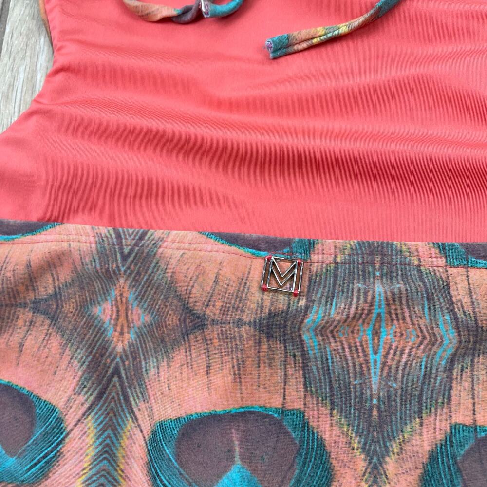 MAR by Vix Peacock Print Cutout Monokini Halter One Piece Swimsuit Large L - Picture 8 of 13